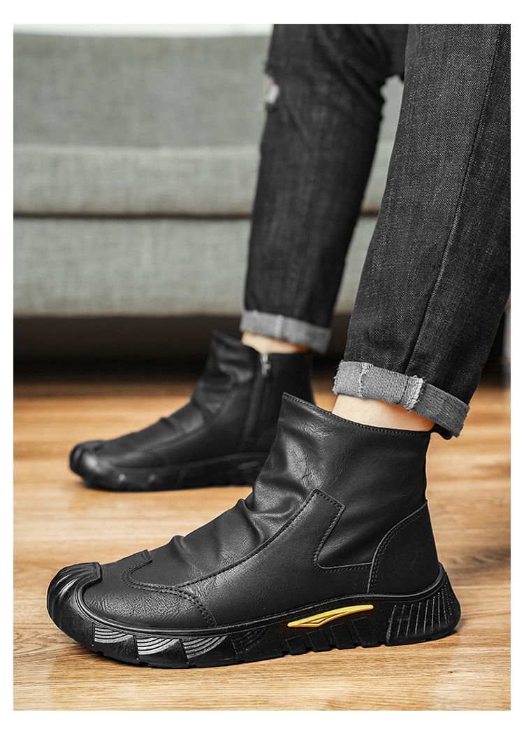 Autumn High Top New Versatile Zipper Korean Edition Martin Boots Men's Casual Shoes_voghion.com