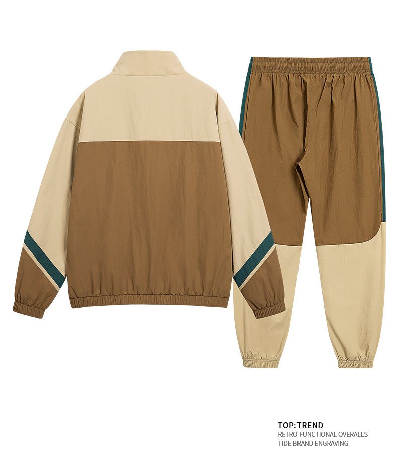 Vêtements pour hommes, costume de sport décontracté, printemps et automne, veste à col montant, sweat-shirt rayé à la mode, vêtements de sport pour jeunes, ensemble complet cool et beau_voghion.com