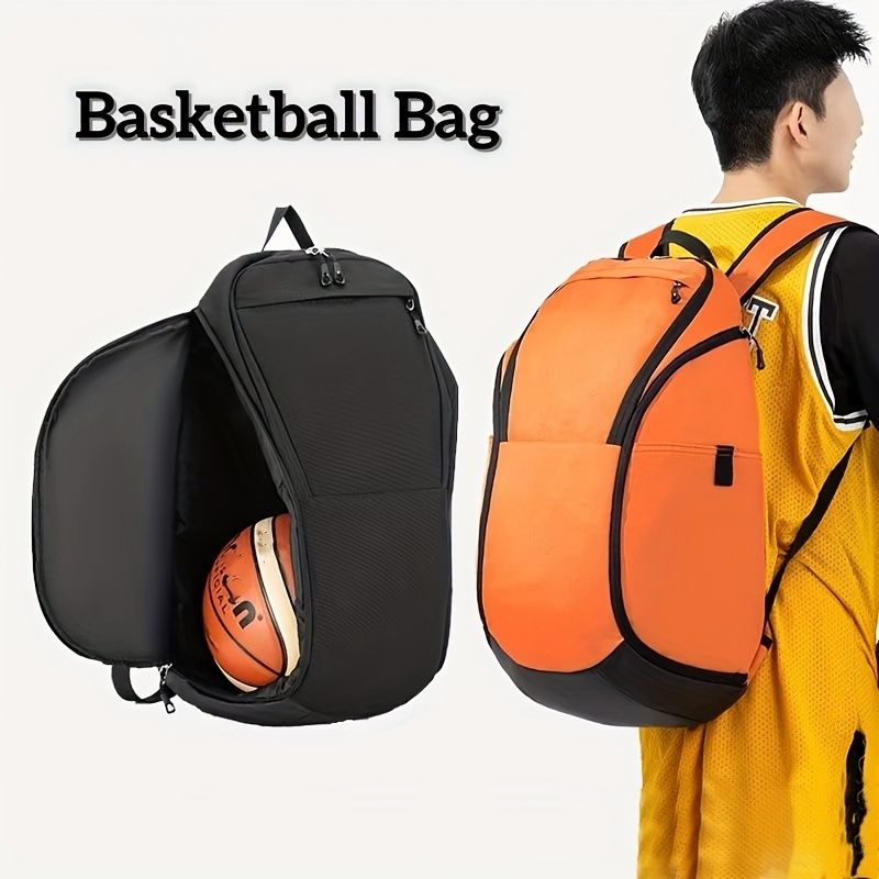 Large Capacity Basketball Backpack With Wet Dry Compartments, High Quality Fabric, Multiple Mesh Pockets And Sports_voghion.com