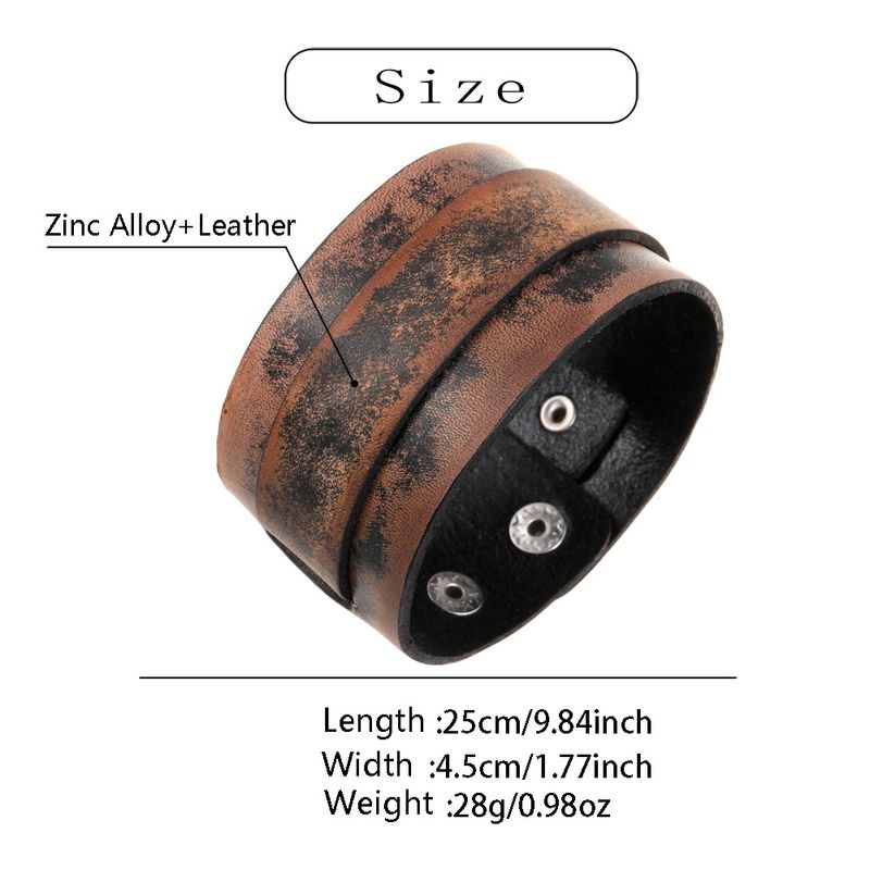Bracciale in pelle intrecciata con motivo punk con borchie, largo, da uomo, esagerato e alla moda_voghion.com