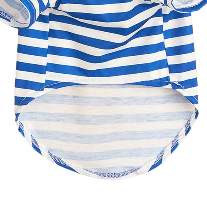 Guangying Sudadera para Perro Cuello De Solapa Elástico Adorable Mascota Perro Gato Jersey A Rayas Azul Marino Top Suministros para Mascotas_voghion.com