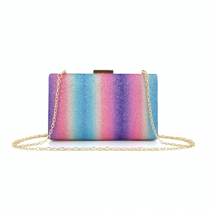 Hengmei 2021 New Sequin Rainbow Women's Evening Colorful Small Square Clutch Bag_voghion.com