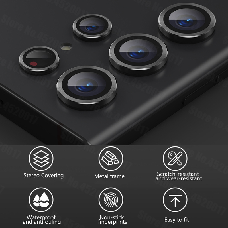 Lente de câmera de metal para Samsung S22 Ultra S22Ultra Lente de câmera de liga de alumínio Vidro para Samsung Galaxy S22 Ultra Tela Pr_voghion.com