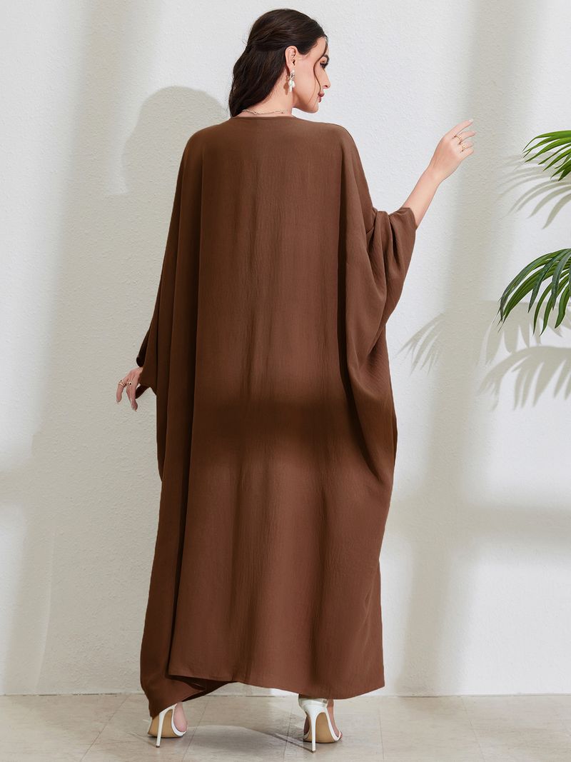 Women's Clothing Arabic Long Skirt With Bat Sleeves And Round Neck Fashionable And Elegant Dress Robe_voghion.com