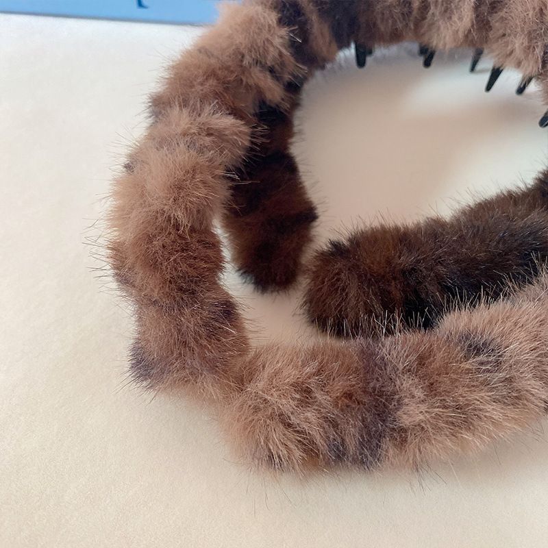 Elegante fascia per capelli da donna in velluto a pelo lungo con stampa leopardata, fascia per capelli antiscivolo, fascia per capelli alta_voghion.com