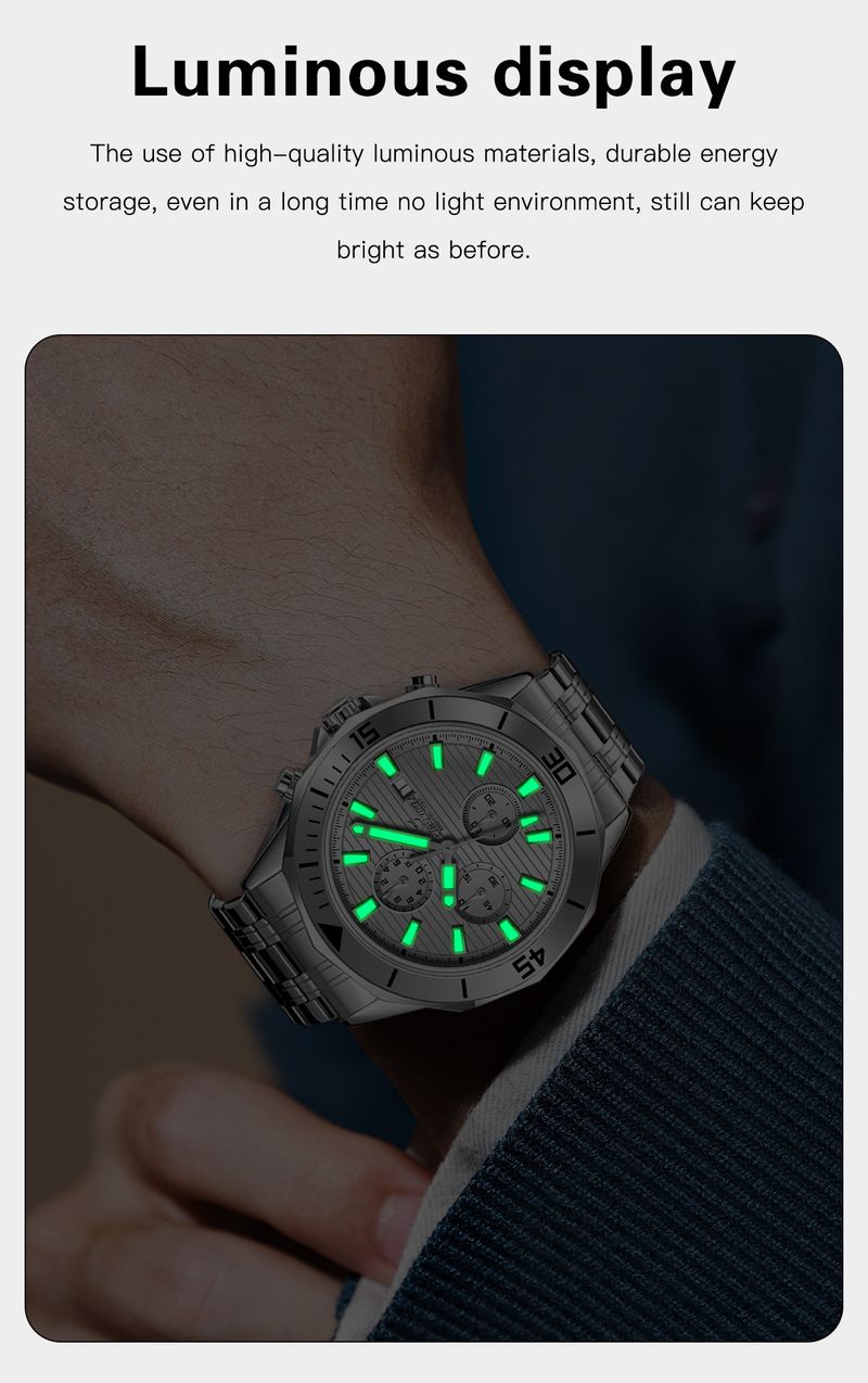 CHAXIGO Kasig Mechanical Quartz Watch Men's Business Waterproof Belt Calendar Three-eye Six-pin Watch_voghion.com