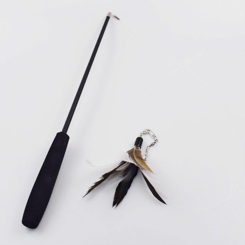 Cat Teaser Wands Three-section Telescopic Fishing Pole Wand Kitten Funny Catcher Teaser Stick Rod Interactive Stick Teaser Toys_voghion.com