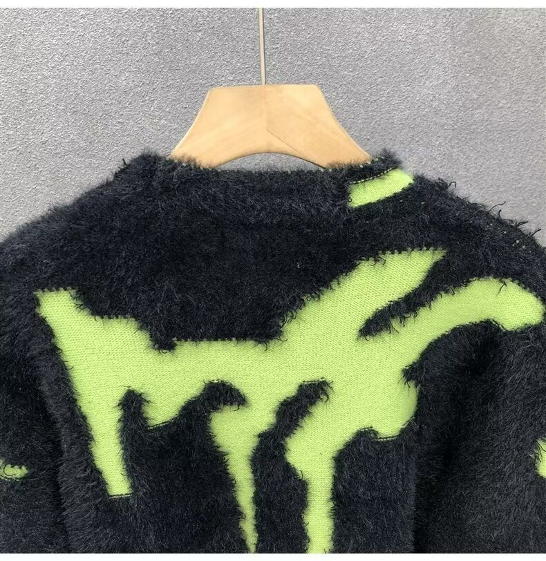 Men's And Women's Autumn And Winter American Style Design Ripped Tassel Sweater Large Size Loose Round Neck Long Sleeve Knitted Sweater Jacket_voghion.com