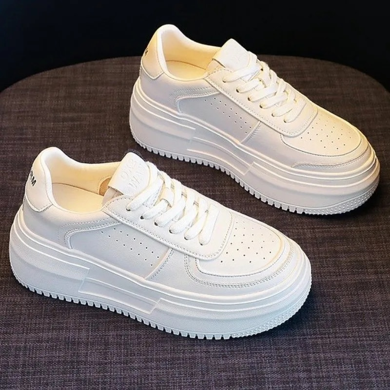 2023 New U Leather Women's White Casual Woman Vulcanize Sneakers Breathable Sport Walking Running Platform Flats Shoes_voghion.com