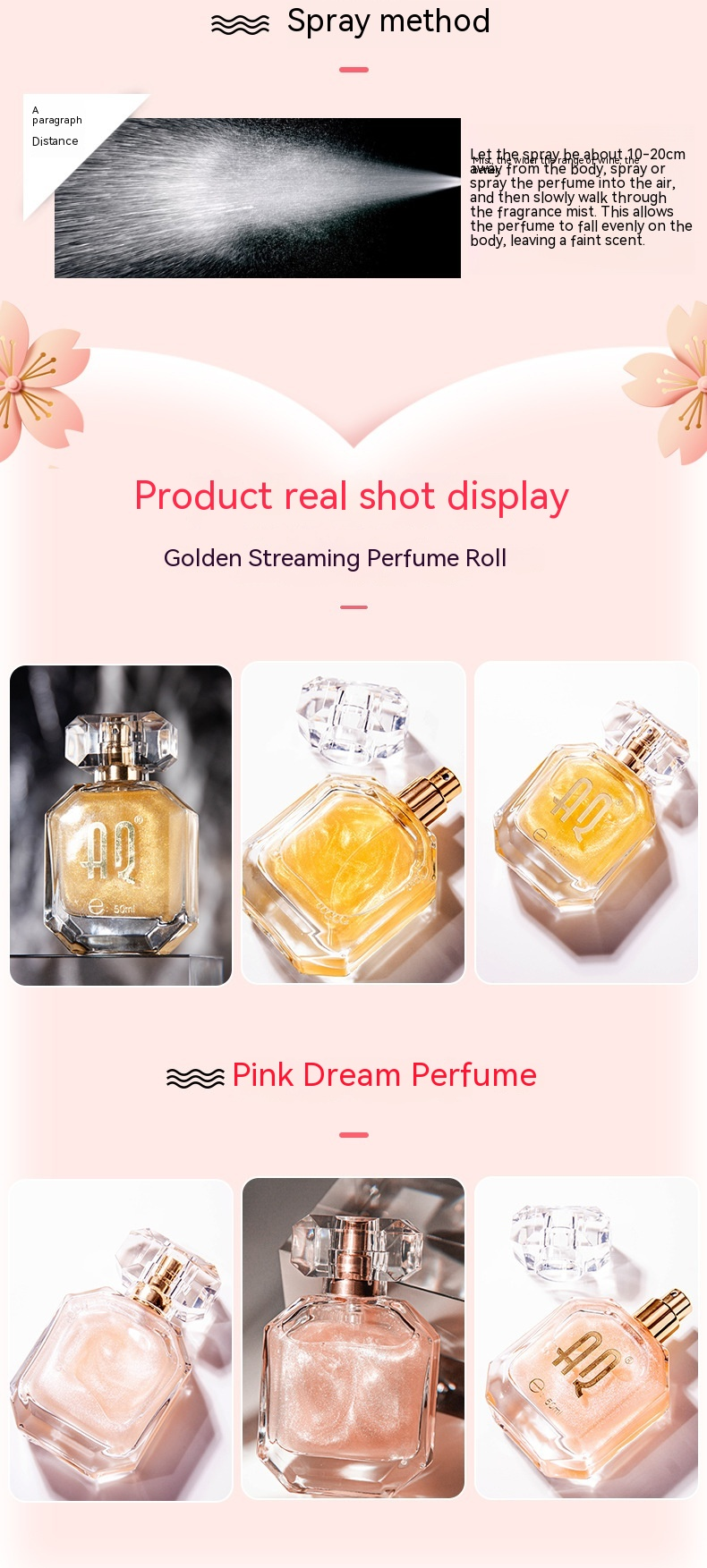 2023 Nuovo caldo in saldo AQ Golden Flowing Light/rosa Dream Profumo per donna Fragranza duratura Fragranza di frutta naturale fresca Fragranza per ragazza_voghion.com