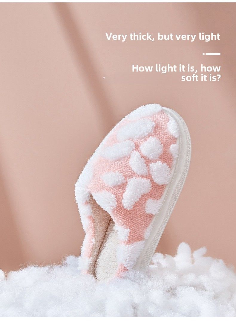 Pantofole invernali antiscivolo e soffici da donna che calpestano gli escrementi, pantofole di cotone spesse e calde da interno, pantofole di cotone da donna all'ingrosso_voghion.com