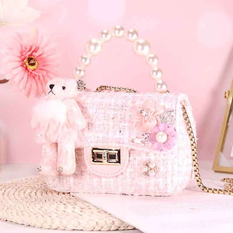 Borsa a tracolla da donna autunno inverno 2024 con motivo a orso dei cartoni animati, per ragazze, alla moda, con perle_voghion.com