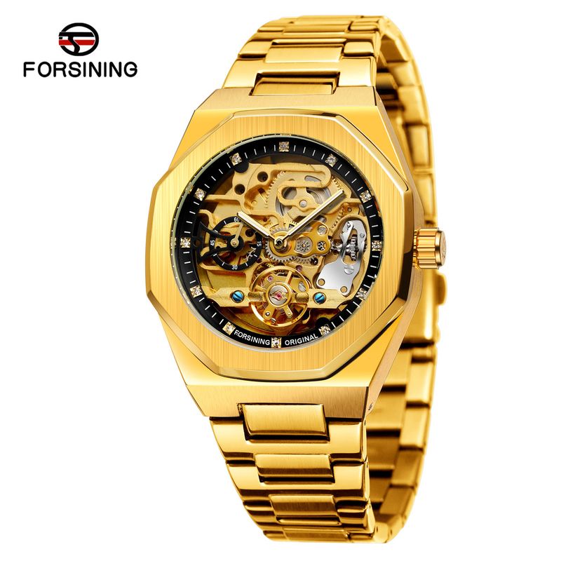 Men's Automatic Mechanical Watch With Luminous Hands, Three Subdials, And Day Display - Stainless Steel Band Six Pin Week Steel Belt Mechanical Watch_voghion.com