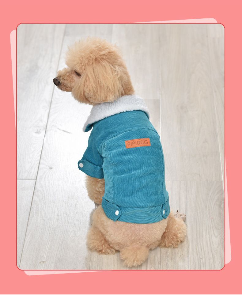 Manteau d'hiver rembourré en coton pour animaux de compagnie en velours côtelé pour chiens de petite et moyenne taille_voghion.com