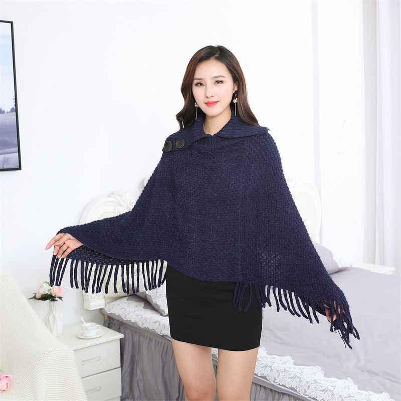Herbst und neue hohe Kragen Knopf Quaste Damen Schal Winter warmen Mantel Mode gestrickte Shirt_voghion.com
