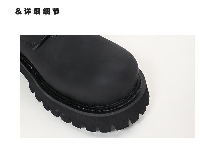Big Roud Toe Thick Bottom Lace-Up Akle Woma Witer 2023 Black Platform Chuky Heel Short Boots Fashio Shoes for_voghion.com