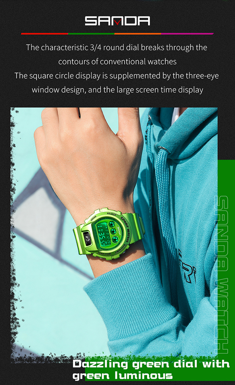 Sanda dopamina elettronica per studenti e studentesse, orologio impermeabile alla moda, tendenza multifunzionale 2017_voghion.com