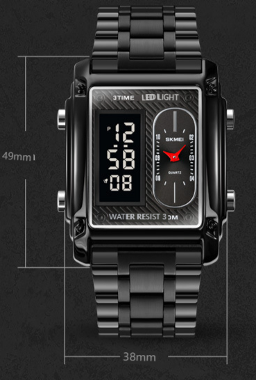 Time skönhet Skmei modetrend multifunktionell fyrkantig herrstålbälte elektronisk klocka gränsöverskridande bästsäljande affärsklocka_voghion.com