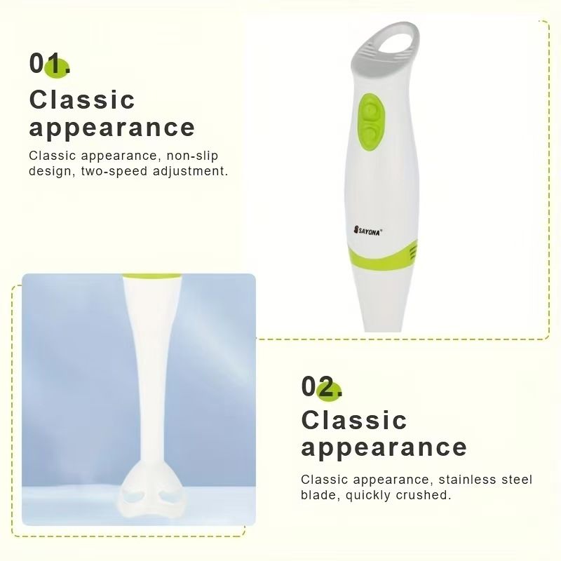 Frullatore a immersione portatile - Frullatore multifunzione da 500 W per zuppe, pappe e frullati, standard UE_voghion.com