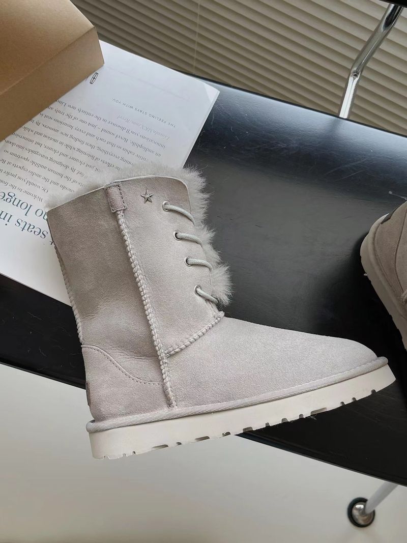 Mittlere Röhre zwei tragen faltbare Mode Schneestiefel Winter Schaffell Fell integrierte vielseitige Freizeitstiefel Frauen_voghion.com