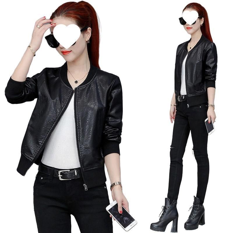 Veste de baseball courte et décontractée en cuir pour femme, nouvelle version coréenne, ample et slim, printemps-automne 2025_voghion.com