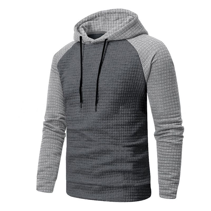 Conjunto de sudadera con capucha y bloques de color para hombre: estilo urbano, informal, de corte entallado, para invierno._voghion.com