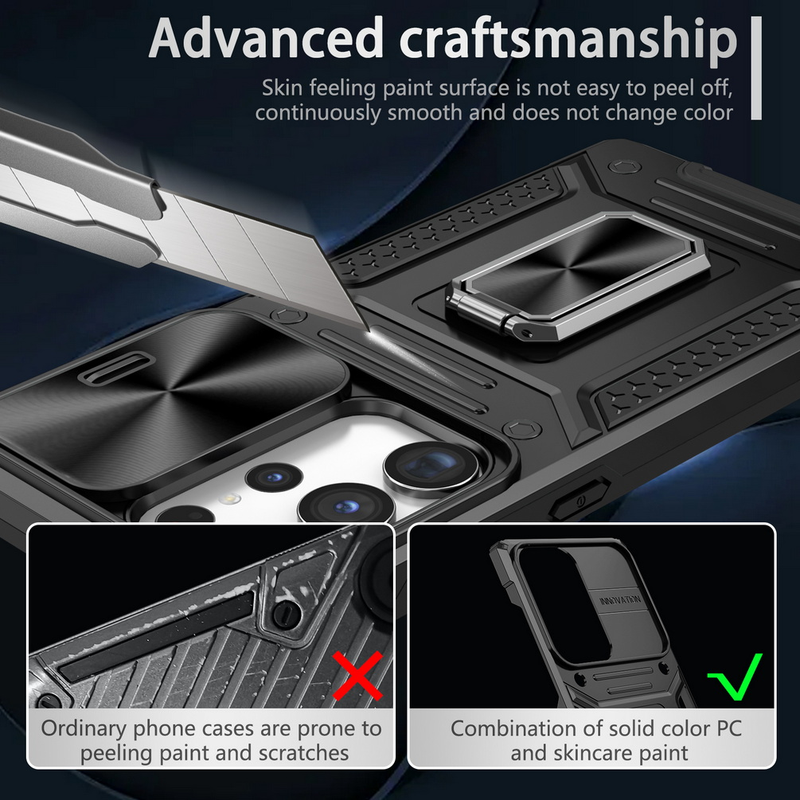 Custodia protettiva push-pull rimovibile per Samsung S23 Ulta Galaxy S23 Plus S23 + fibbia ad anello in metallo Ca Holde_voghion.com