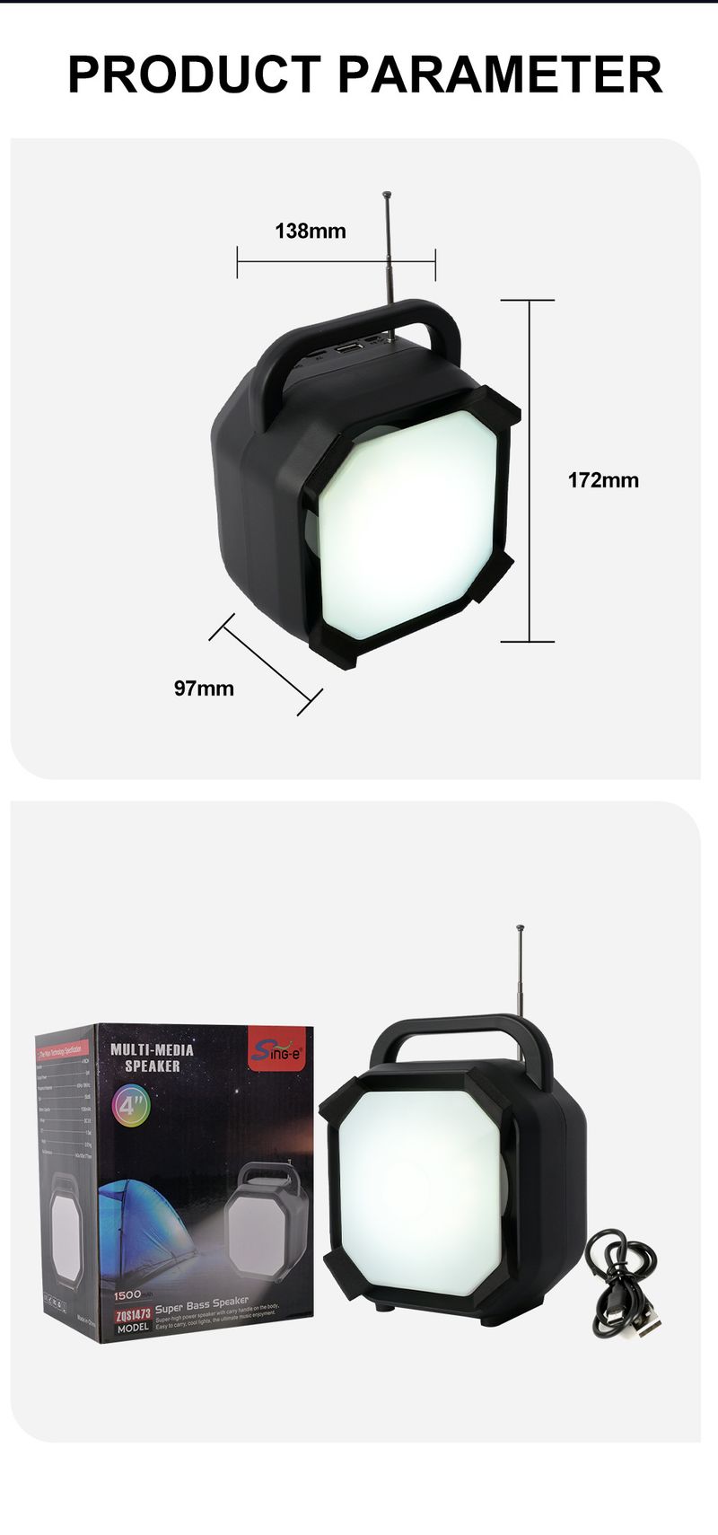 ZQS1473 Solární nabíjení Venkovní kempingové LED osvětlení Bezdrátové nabíjení Bluetooth Malý reproduktor_voghion.com