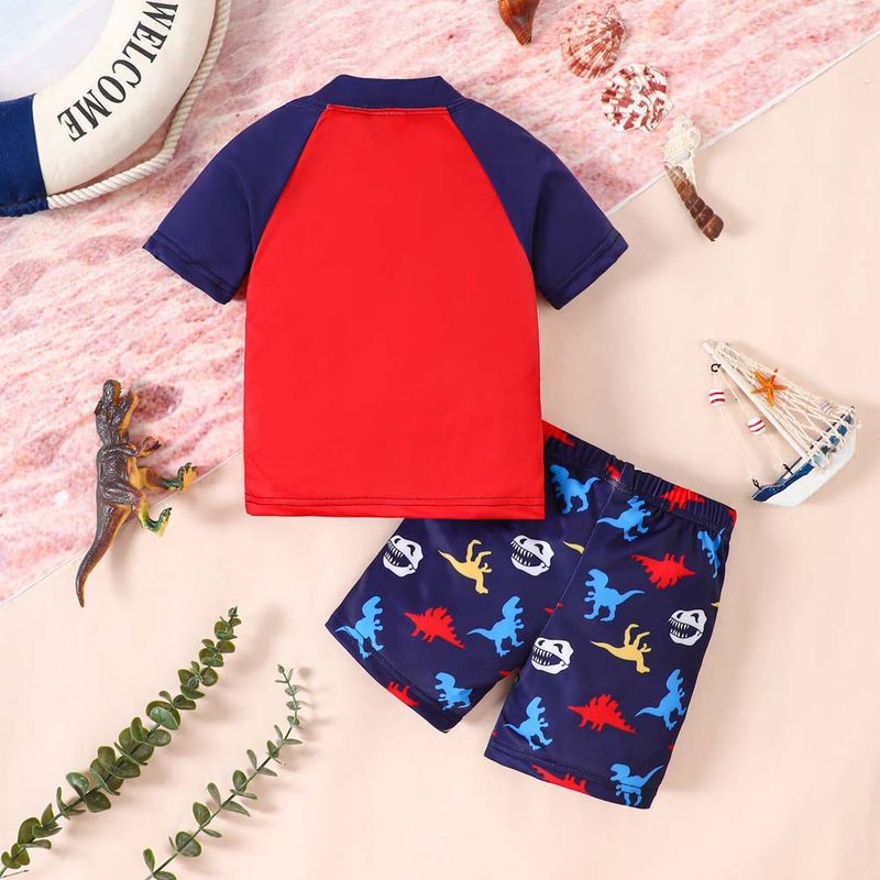 Traje de verano para niño, jersey de dinosaurio, pantalones cortos, traje de dos piezas, moda europea y americana, traje de baño de playa de secado rápido para niños._voghion.com