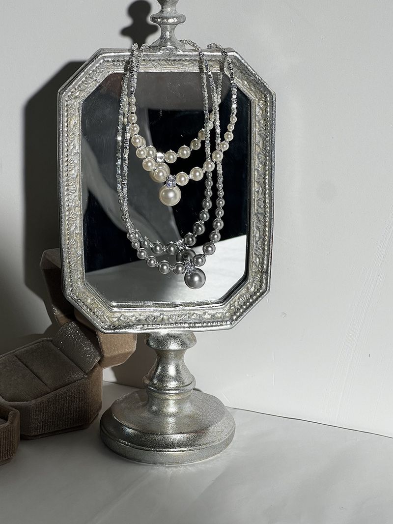 Pärlhalsband i silver för kvinnor, kall stil, nischdesign, enkelt och avancerat nyckelbenshalsband, grossisttillbehör_voghion.com