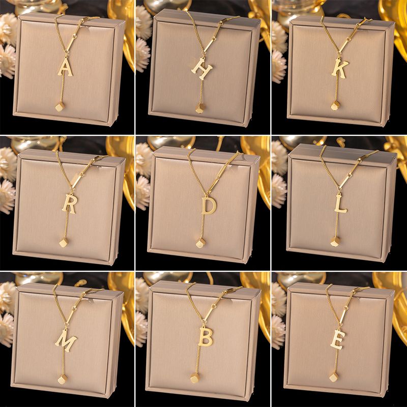 Halsband med initialer för damer, förgyllt rostfritt stål med 26 bokstäver, kedja, presentsmycken_voghion.com