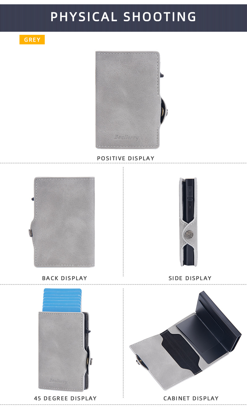 Baellerry Card Holder Buckle Side Push Anti-magnetesch an Anti-Déifst Card Holder Rfid Short Automatic Card Holder_voghion.com