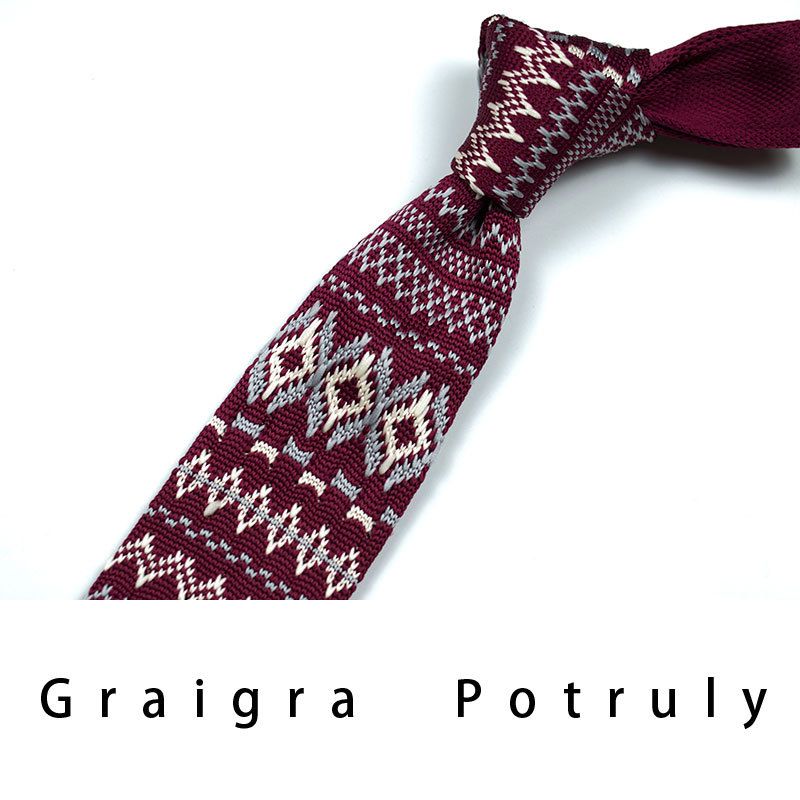 Men's Ties & Handkerchiefs style ethnic style coffee color yellow gray dark green width 6CM men's knitted tie_voghion.com