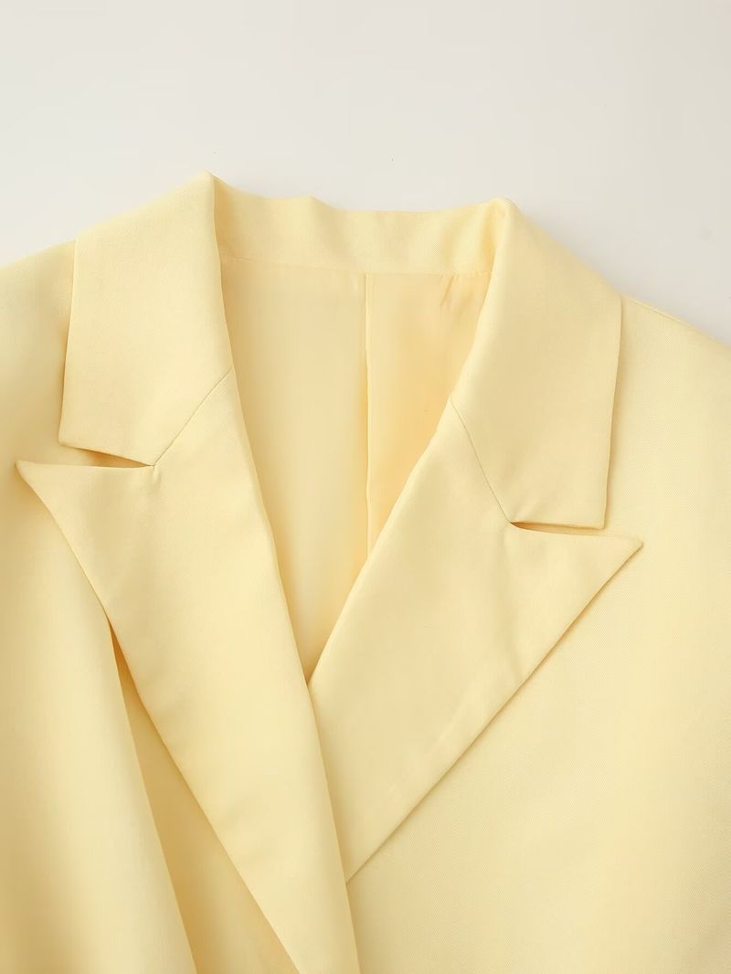 "Elegant Inspired Belted Blazer With Wide Shoulder Pads Stylish Ties Oversized Fit, Long Sleeve, Versatile Streetwear For Women (S/M/L, )_voghion.com