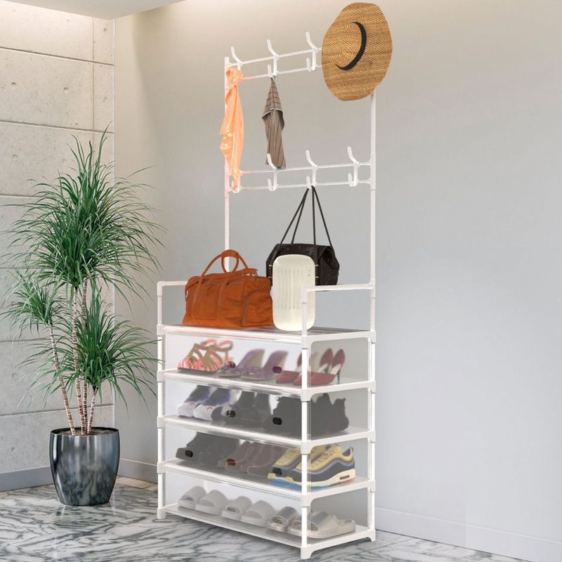 Tree Hat Clothes Shelf Shoe Hooks 5Tier Organizer Entryway Rack Clothing With Dustproof Removable Hall Rack Freestanding 8 Coat_voghion.com