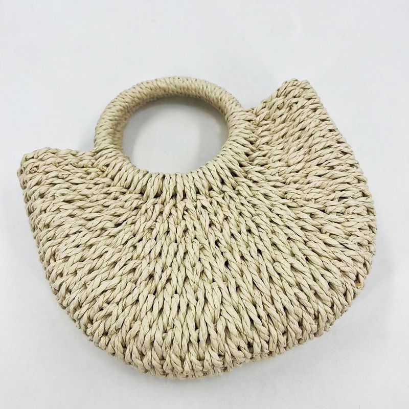DIY handgemachte Strand Urlaub Brief Handheld Schulter Papier Seil Damen Stroh Tasche_voghion.com
