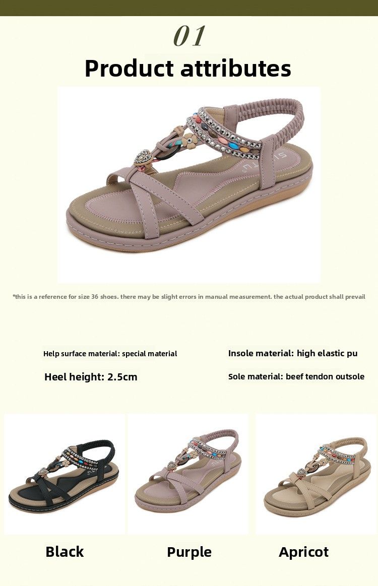 W676-4 New 2025 Spring Summer Rhinestone Casual Beach Flat Sandals For Women Comfortable Versatile_voghion.com