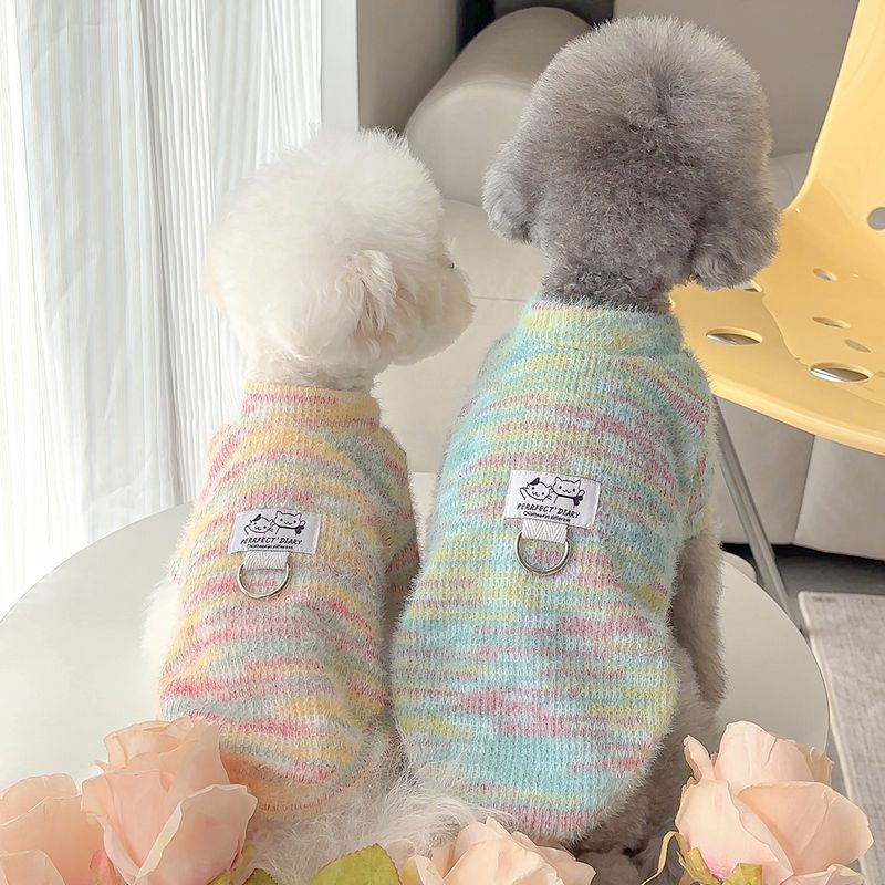 Herbst Winter Strickpullover Bichon Teddy Pommerschen Kleine Hundekatze Kleidung Langarm Einfache Fleece Elastisch_voghion.com