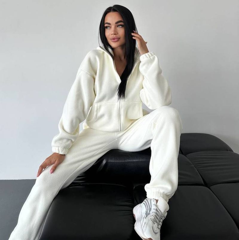 Women's Casual Streetwear Hoodie & Jogger Set - Long Sleeve Pullover Sweatshirt With High Waist Lounge Pants (Gray/Beige/Black, S-XL)_voghion.com