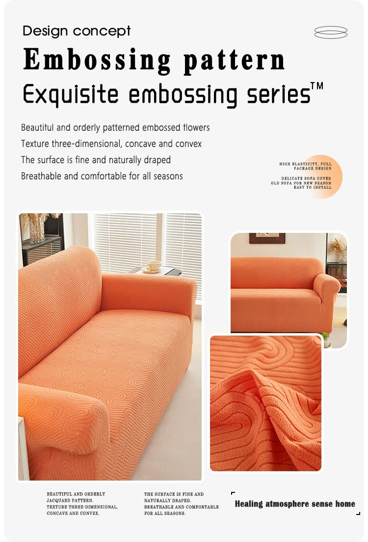 Copridivano elastico in jacquard, design a onde d'acqua antipiega, vestibilità universale per divani singoli/doppi/a 3/4 posti._voghion.com