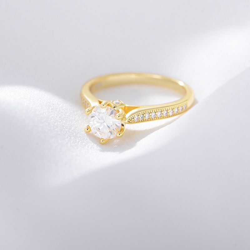 Gioielli da donna Anello classico con sei griffe di diamanti Anello in argento sterling S925 Regalo di compleanno Anello di nozze Gioielli di moda semplici e di lusso leggeri_voghion.com