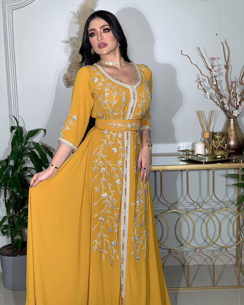 Women's Clothing Hot Diamond Kaftan Robe Dress_voghion.com