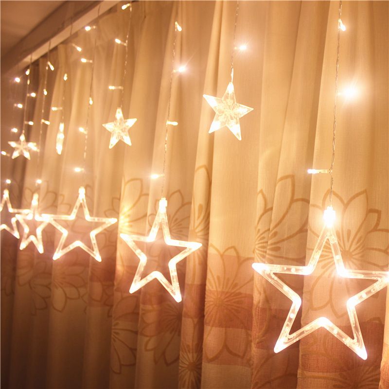 LED Colorful Flashing String Starry Sky Five-Pointed Star Curtain Wedding Christmas Decoration Lights_voghion.com