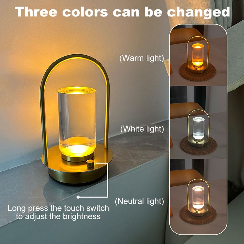 Portable Metal Table Lamp Rechargeable Cordless Touch Table Lamp 3 Color Dimming Battery Powered LED Desk Lamp For Bedroom_voghion.com