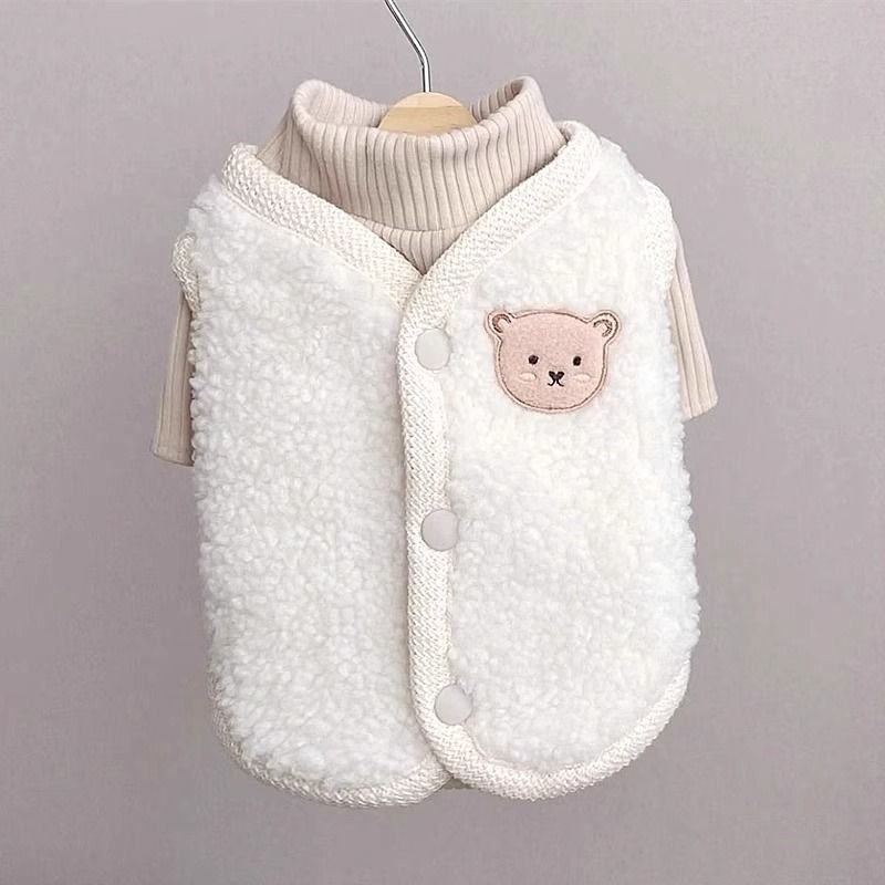 Japan Südkorea süße herbst winter teddybär tank top mit weste als basis, zwei-stück set von katze fleece jacke und haustier_voghion.com
