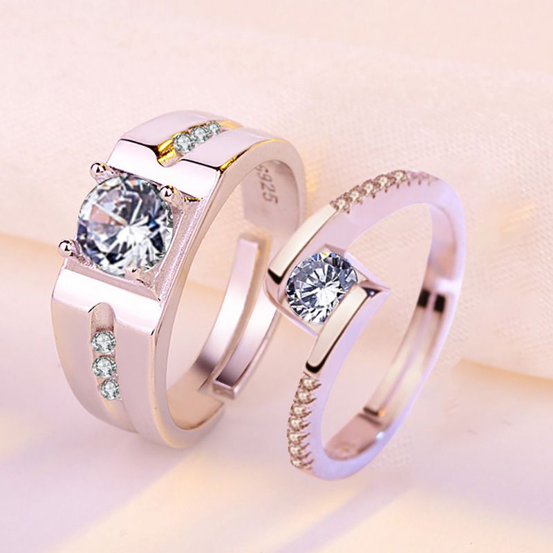 Paarring Weißgold Paarring Festivalschmuck Einfaches Valentinstags-Geburtstagsgeschenk_voghion.com