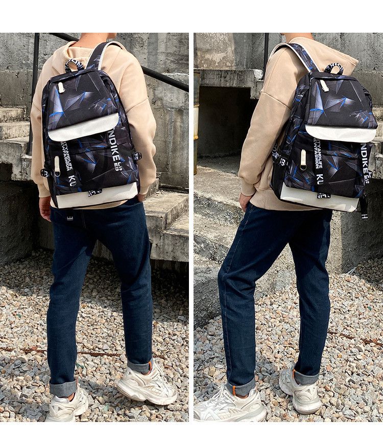 2024 New Korean Edition Boys' Travel Ba Personalized Trend Large Capacity Heat Transfer Printing Casual Student_voghion.com