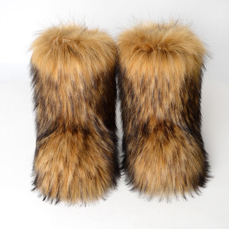Warme Winterstiefel, dicke rutschfeste Pelzstiefel, mittellange Damen-Freizeitschuhe_voghion.com
