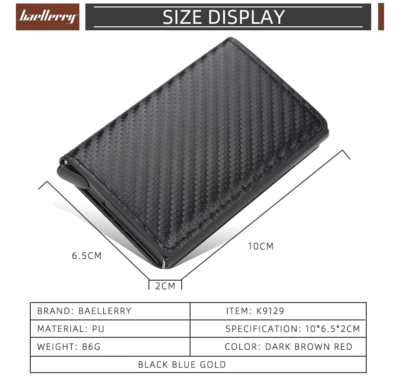 Baellerry Plaid Card Holder Mænd Metal Aluminium Box Automatisk Eject Card Holder Dame RFID Mænd Pung_voghion.com