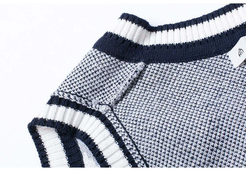 Vestă tricotată pentru copii toamnă/iarnă, vestă preppy din bumbac pentru fete, cu decolteu în V, cu carouri diamantate, vestă pentru băieți_voghion.com